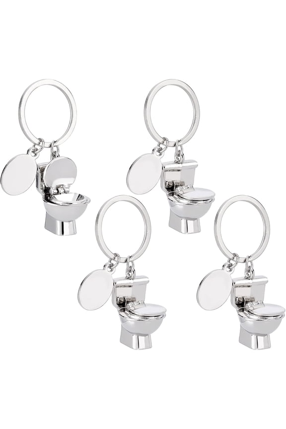 PH Toilet Novelty Keychain Key Organizer Holder Funny Keyring Mini Key Charms Metal Toilet Seat Model Keychain Silver