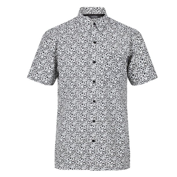 Regatta - Camisa Mindano V Cuadro de Manga Corta para Hombre (Blanco, Ceniza, Floral)