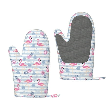 

Hirioo Flamingo and Pineapple for Silicone Oven Mitts for BBQ Baking Cooking Set of 2 Heat Resistant 260℃ Non-Slip Kitchen Essentials