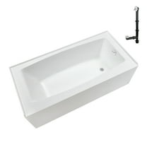 Streamline NAL-5500-WH 60 in. x 30 in. Acrylic Right-Hand Drain Alcove Bathtub in Glossy White With External Drain in Glossy White