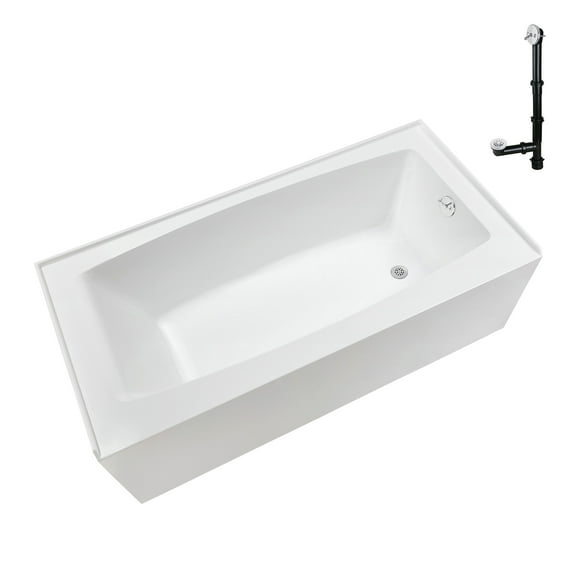 Streamline NAL-5500-WH 60 in. x 30 in. Acrylic Right-Hand Drain Alcove Bathtub in Glossy White With External Drain in Glossy White
