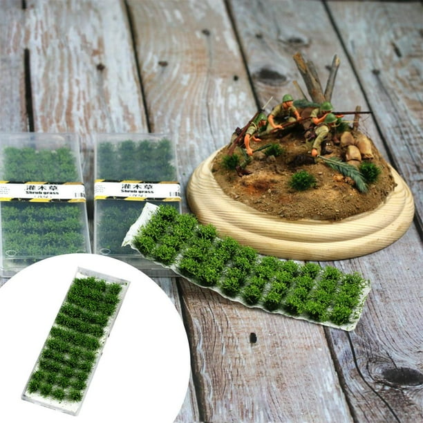 40 PCS Bushy Tufts Lowland Shrubs Tuft Static Grass Vegetation Groups Ferrocarril Césped artificial Decoración Ferrocarril Paisaje Juego de oscuro CUTICAT Mechones de hierba en miniatura