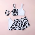 thumbnail image 4 of Xudanell Girl's 3 Piece Bikini Bathing Suit Printed Sport Swimsuits with Shorts Cove Up Sets Teen Girl's Swimwear (White, 12-14 Years), 4 of 6