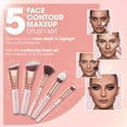 thumbnail image 3 of Pro Face Contour Brush Set - Synthetic Contouring Sculpting and Highlighting Kit - Cream Blush Powder Flat Nose Cheek Round Small Angled Fan Tapered Precision Kabuki Foundation Makeup Brushes, 3 of 4