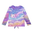thumbnail image 5 of Xoenoiee Axolotl Cloud Star Print Girls Long Sleeve Shirts Tie Hem Fall T-Shirt Round Neck Tops Blouse Pullover Tunic Outfits Fall Clothes, 5-6 Year, 5 of 7