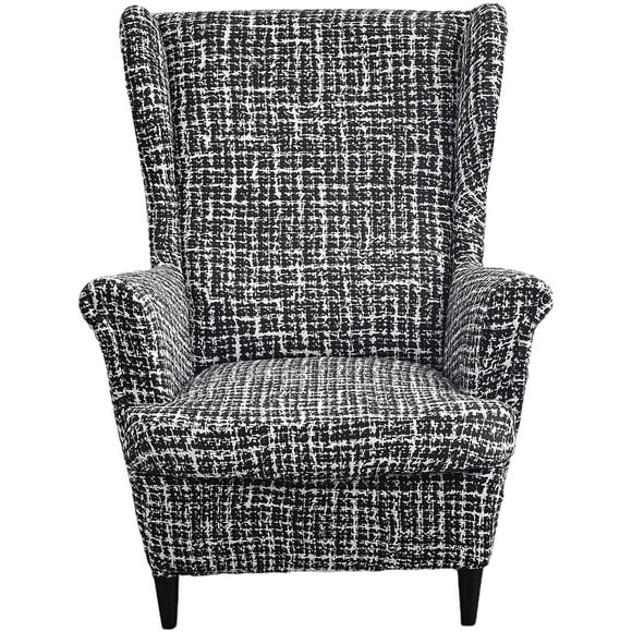 Printed Wing Chair Slipcovers 2 Piece Stretch Wingback Chair Cover Spandex Fabric Wingback Armchair Covers with Elastic Bottom for Living Room Bedroom Wingback Chair,23