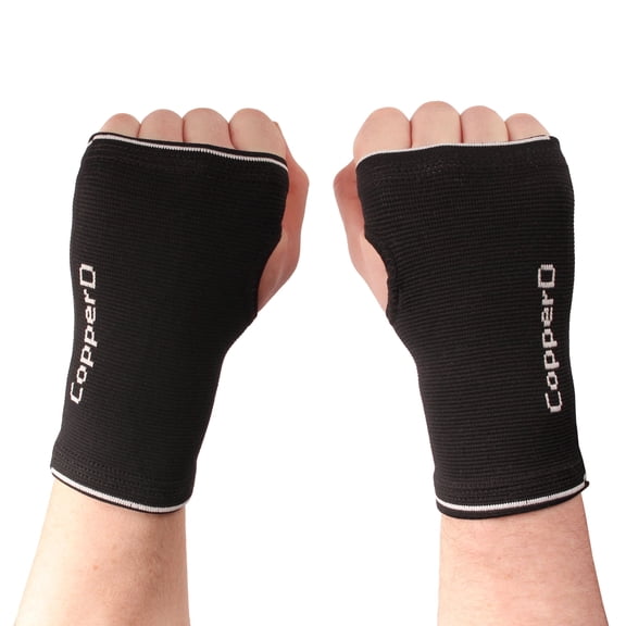 Copper Compression Wrist Sleeve - Black/Grey - Small/Medium - 2 Pairs