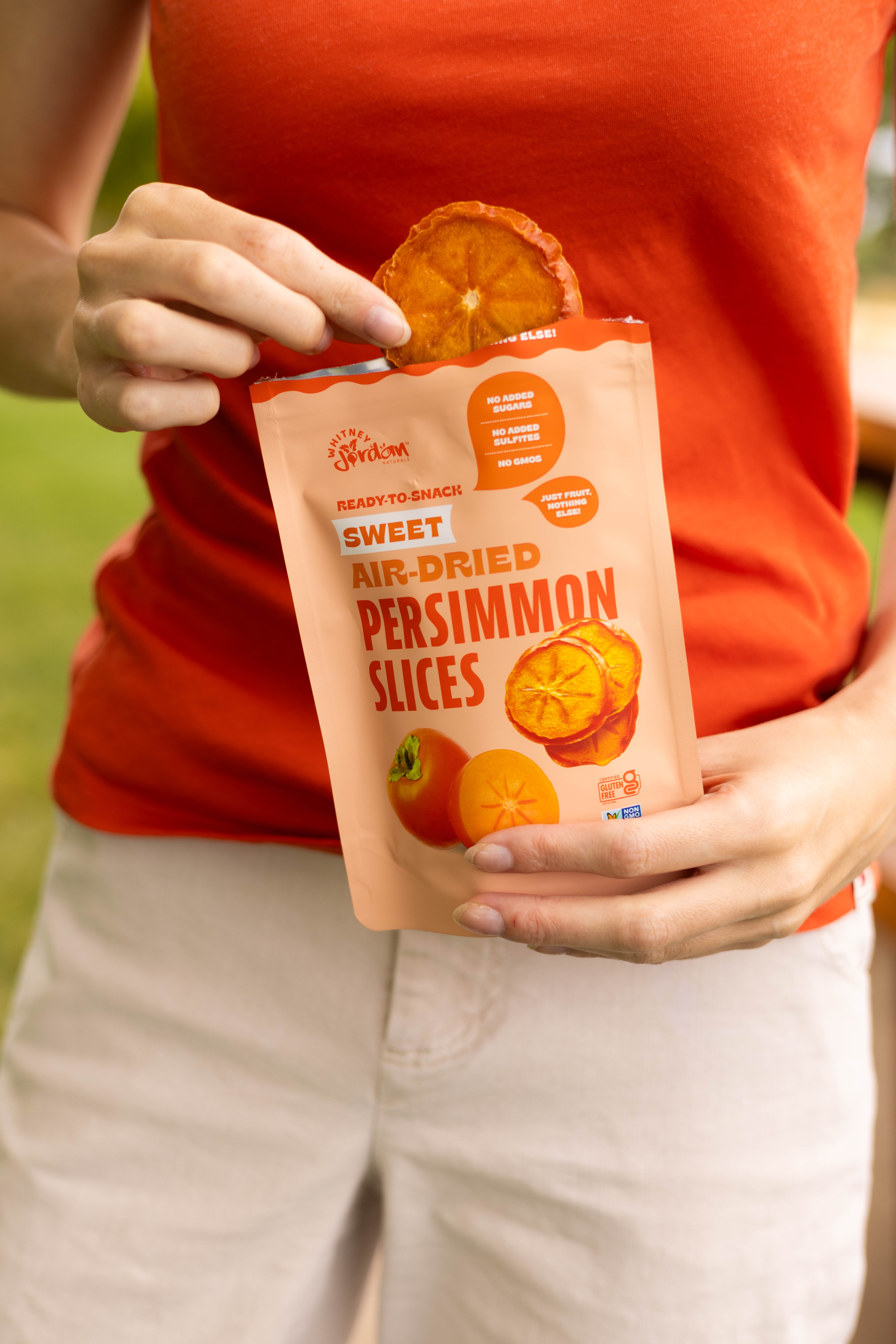 Air Dried Persimmon Slices, 2oz bags - 10 count case