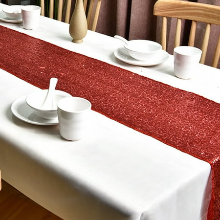 

HeYii Table Runner Glitter Breathable Fabric Tear Resistant Sequin Table Runner for Party Royal Blue