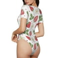 thumbnail image 3 of Haiem Strawberry Women's Crew Neck Short Sleeve Bodysuit Tops Stretchy Slim Basic-Small, 3 of 9