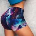 thumbnail image 4 of Fuzoiu Starry Multicolored Wolf Print Women's Workout Shorts,Workout Biker Shorts Women,Exercise Fitness Shorts,Scrunch Short, Athletic Shorts for Gym Yoga Running Sport Active-Medium, 4 of 8