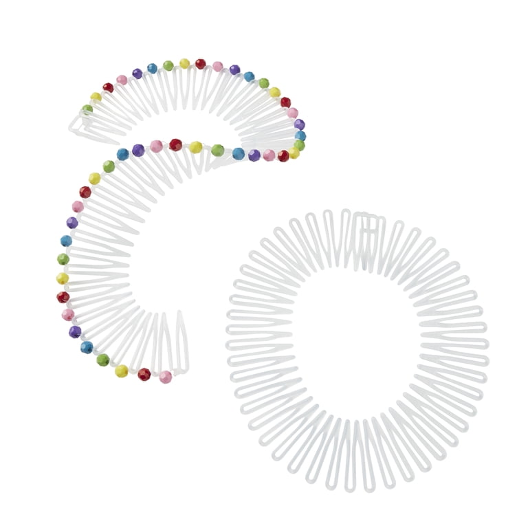 Scunci Stretch Hair Comb Circular Headband, Clear and Multi  display picture 3