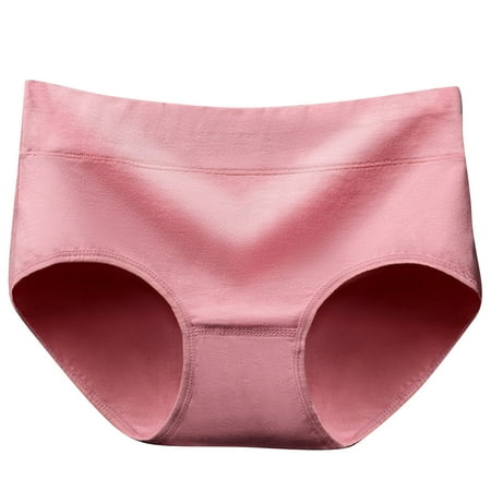 Scyoekwg Women s Cotton Underwear Hipster Panties Knickers Stretchy Comfort Mid Waisted Underwear Bikini Underwear Underpants(Pink L)