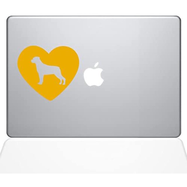 The Decal Guru Heart Rotweiler MacBook Decal Vinyl Sticker - 13" MacBook Pro (2015 & Older) - Yellow (1329-MAC-13P-SY)