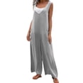 thumbnail image 6 of Summer Saving Wycnly Womens Jumpsuits Loose Breathable Wide Leg Tank Long Jumpsuits with Pocket Casual Plain V-Neck Sleeveless Long Summer Rompers Gray m, 6 of 7