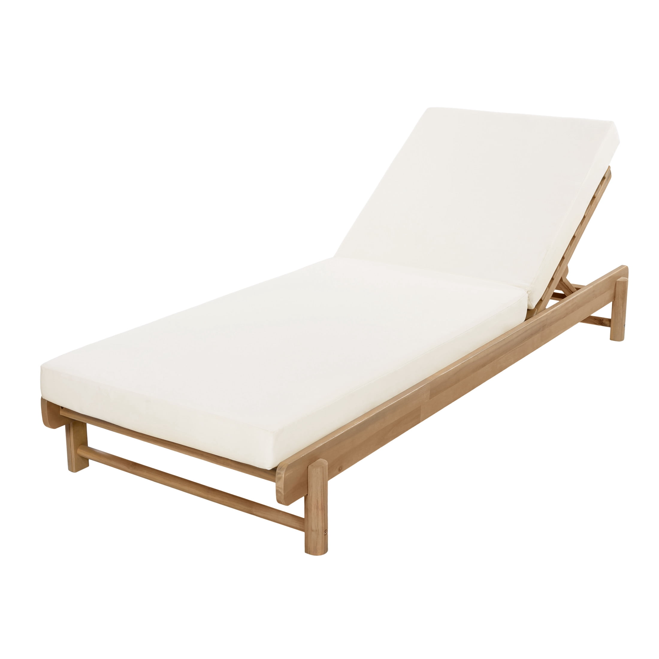 Christopher Knight Home Outdoor Chaise Lounge with Cushion, Adjustable Backrest, Light Teak + Cream