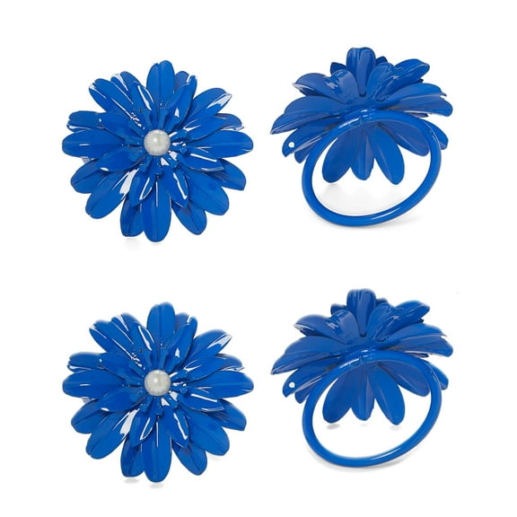Flower Napkin Rings Set of 12 (Blue Pearl)