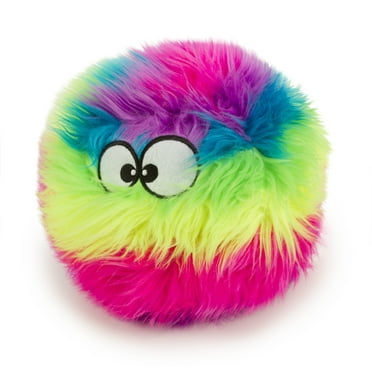 goDog furballz with Chew Guard Technology Durable Plush Squeaker Dog Toy, Rainbow, Large