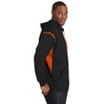 thumbnail image 3 of Sport-Tek Tall Tech Fleece Colorblock Hooded Sweatshirt-LT (Black/ Deep Orange), 3 of 6