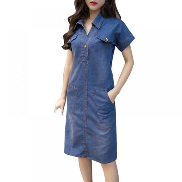 Robe en Jean pour Femmes Vêtements d'Été pour Femmes Robe en Jean Élégante Décontractée Robes de Cowboy
