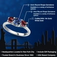 thumbnail image 2 of Gem Stone King 14K White Gold Blue Created Sapphire & Red Rhodolite Garnet 3-Stone Engagement Ring | 1.34 Cttw | Round 5MM and 4MM | Three Stone Wedding Anniversary Promise Ring for Women (Size 6), 2 of 6