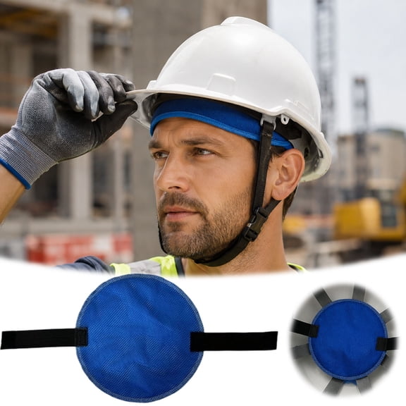 Sweat Wicking Hard Hat Liner Pad Quick Dry Cooling Helmet Sweat Band With Adjustable Straps For Construction Work Camping Hiking(Blue-20Cm)