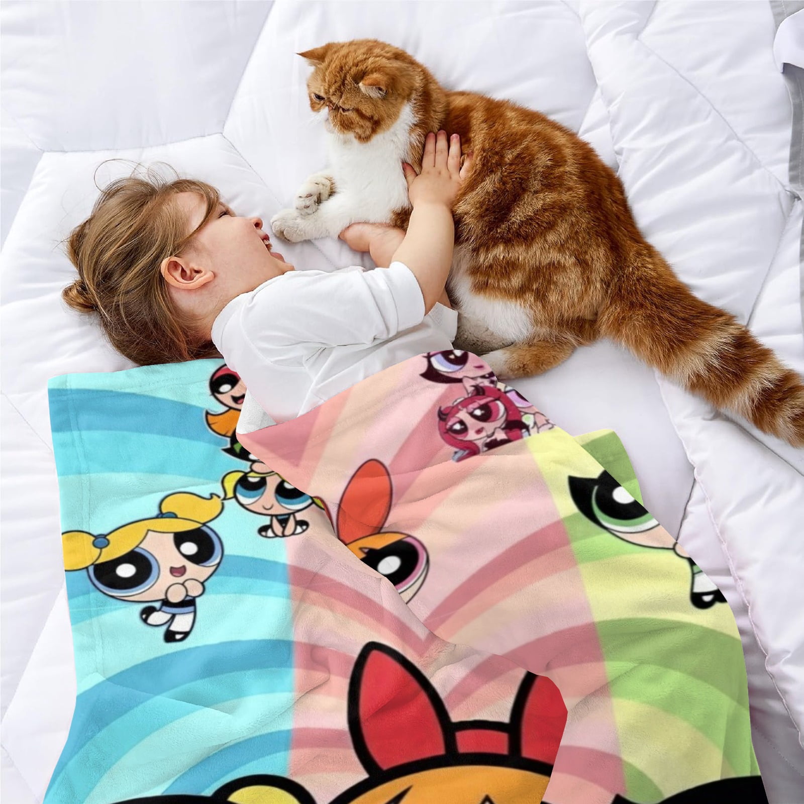Powerpuff Girls Throw Blanket Gifts for Fans Lover Girls Boys Women Present Hoodie Him Bed 30"x40"