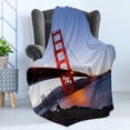 thumbnail image 4 of Cityscape Soft Flannel Fleece Throw Blanket, San Francisco Bridge USA City View Golden Gate Traveling Destination, Cozy Plush for Indoor and Outdoor Use, 50" x 70", Orange Violet Blue, by Ambesonne, 4 of 5