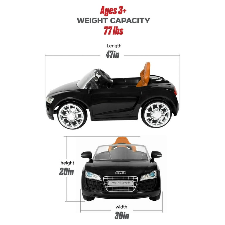 Rollplay Audi R8 Spyder 6 Volt Battery-Powered Ride-On Vehicle, Black 