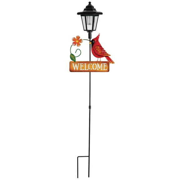 Solar Cardinal Decorative Stake, Durable Metal, Outdoor Décor - Measures 4 1/3" Long x 8" Wide x 33 1/2" High by Fox River Creations