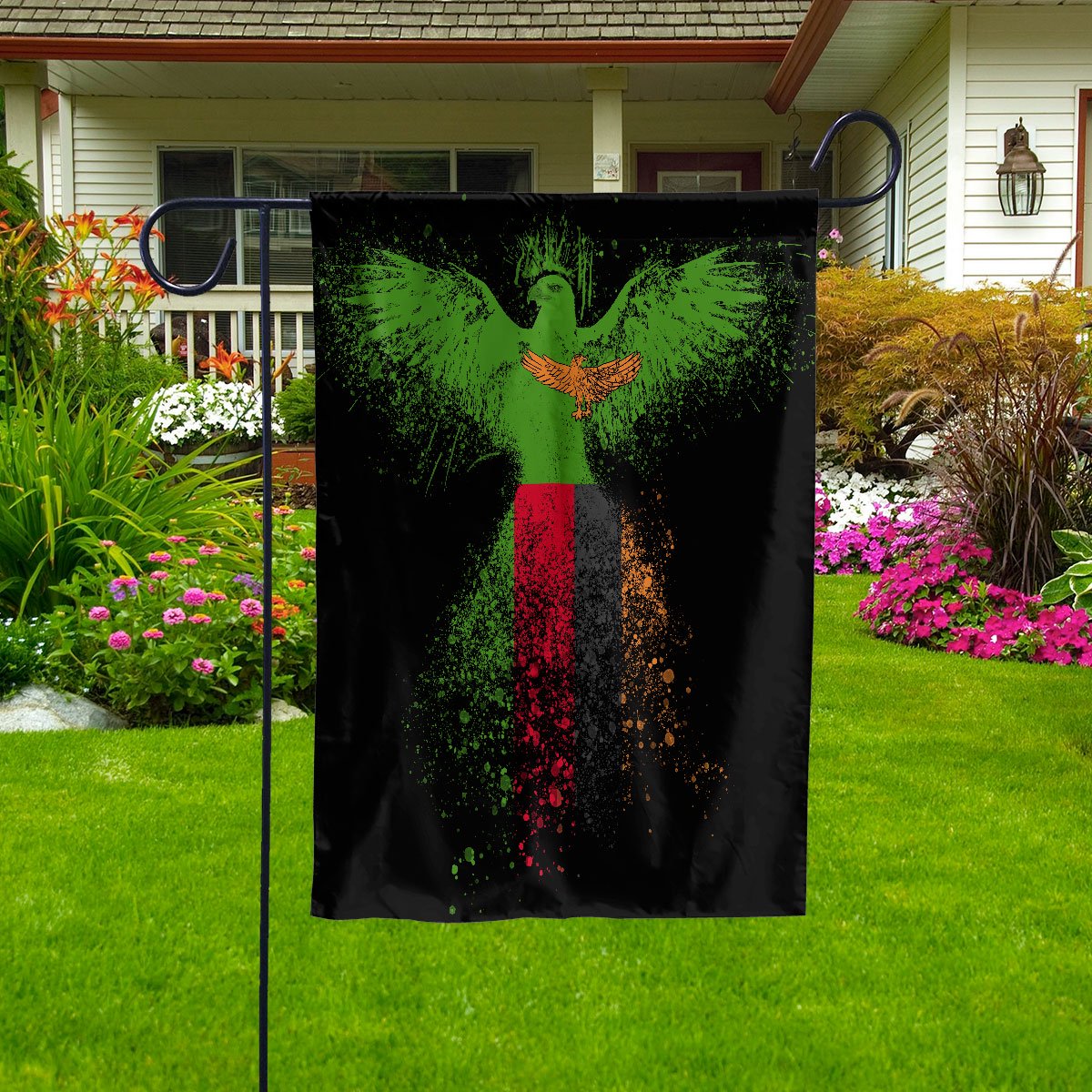 Zambian Flag With Eagle Painting - Proud Zambia Garden Flag (11.5x17.5) Double-Sided Decorative Polyester Indoor/Outdoor Flag
