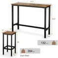 thumbnail image 2 of Gymax 3 Pieces Bar Table Set Counter Height Bar Dining Table w/Stools Set Rustic Brown, 2 of 10