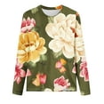 thumbnail image 3 of Jinhomg Cute Floral Graphic Tees for Women Fall Lightweight Comfy Long Sleeve Tops Dressy Casual Round Neck Tunic Pullover Trendy Going Out Wear Army Green XL, 3 of 4