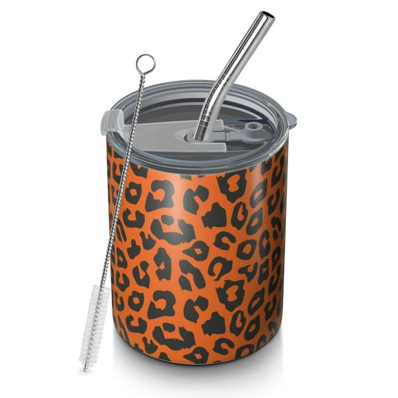 Leopard 12oz Stainless Steel Coffee Mug – Double-Wall Insulated Cup with Spill-Resistant Lid, 360° Full-Print Design, Keeps Drinks Hot & Cold for Home, Office, Travel,Thanksgiving,Christmas