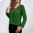 thumbnail image 3 of Front Pleated Tunic Tops for Women 3/4 Sleeve Round Neck Solid Blouses 2026 Fashion Office and Vacation Casual Wear, 3 of 7