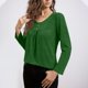 thumbnail image 4 of Camisas de Manga Corta para las Mujeres Casual Color Sólido Blusas Plisadas, Moda Cuello Redondo Tops de Verano para la Fiesta, 4 of 8
