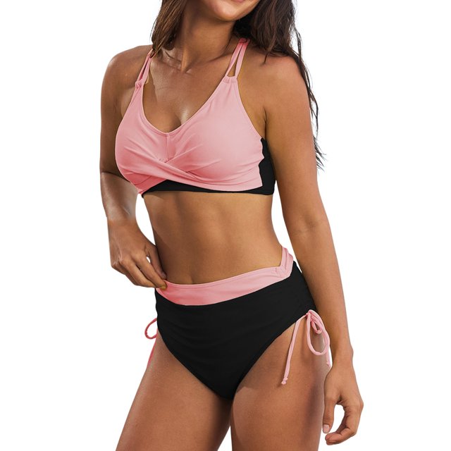 asddcavvf Bikinis Sets for Women Women's Solid Color Patchwork String Piece Bikini