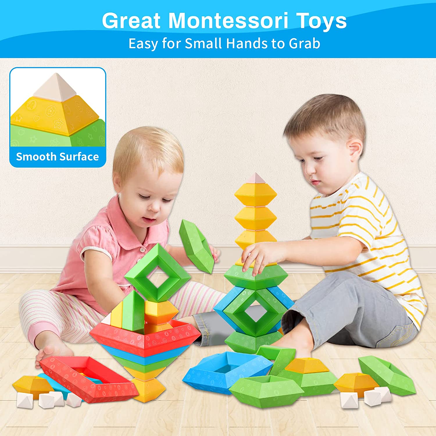 LTONLINE Montessori Stacking Blocks 30-Piece Set photo 3