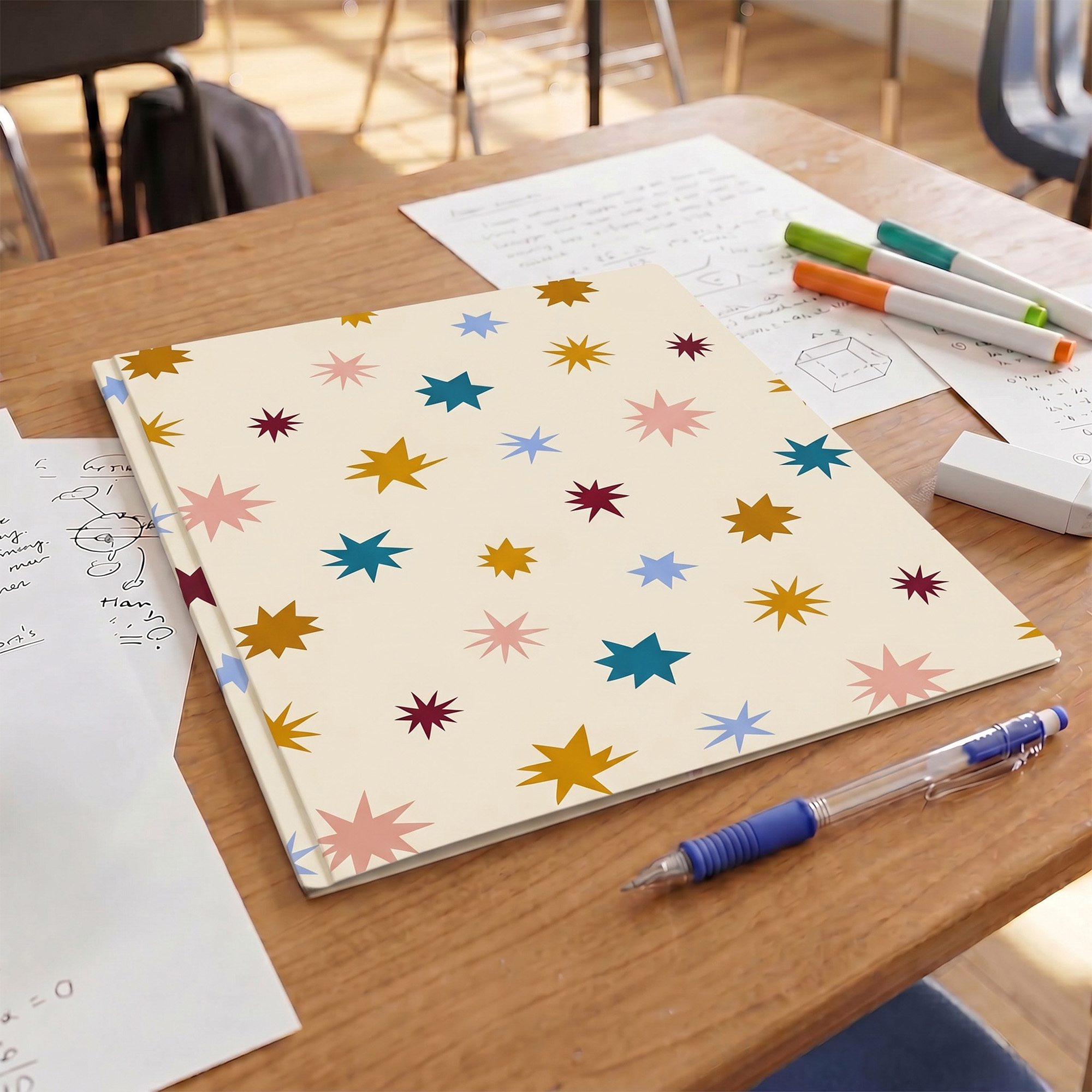 Carpeta de papel Pen+Gear con 3 ganchos y 2 bolsillos, estrellas multicolor 2