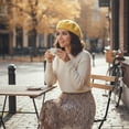 thumbnail image 7 of Jiibva Handmade Kawaii Beret Cartoon Beret Hat Green Leaves Fruit Berets French Style Beret Hats Cute Fruit Painter Hat Lolita Mori Cap for Women, 7 of 7