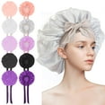 thumbnail image 1 of ¡Compra y Ahorra!, Gorro de satén con lazo redondo y volantes, de seda sintética, para el cuidado del cabello, gorro de ala ancha, bufanda para mujer, gorro para dormir Akmoler, 1 of 8