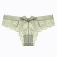 thumbnail image 2 of XFLWAM Women's Lace Bow Thongs T Back Low Waist Breathable Panties Sexy Seamless V-Shape Design Floral Lace tangas Green L, 2 of 4