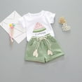 thumbnail image 2 of Odeerbi Toddler Girls 2 Piece Outfits Cute Cotton Shorts Set Summer Clothes Fashion Casual Round Neck Collar Botton Short Sleeve Tops Watermelon Printed Shorts Sets Green, 2 of 8