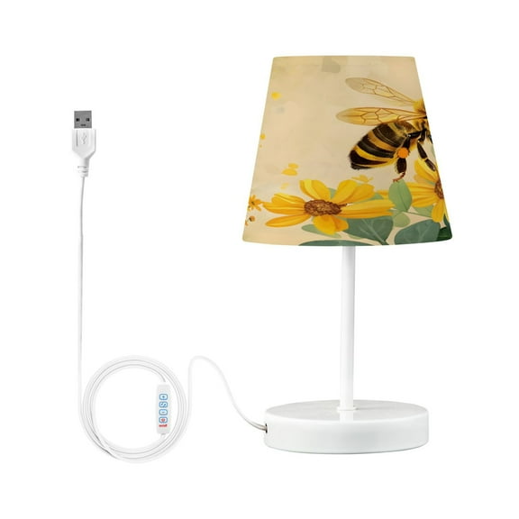Honey Bee and Sunflower Desk Lamp LED Table Nightstand Lamps with 3 Color Temperatures for Home Bedroom Living Room Decor 6x11