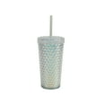 thumbnail image 2 of (4 pack) Your Zone 16 Ounce Plastic Textured Iridescent Tumbler, Green, 2 of 7