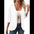 thumbnail image 3 of Cárdigan para Mujer, Cuartos, Color Liso, Informal, Chaqueta Corta, 2025 L, 3 of 9