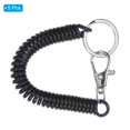 thumbnail image 3 of Retractable Coil Springs Keychain with Metal Lobster Clasp Keyring 12cm for Keys Wallet, Black 5 Pack, 3 of 6