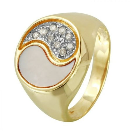 Foreli 0.2CTW Diamond And Mother of pearl 14K Yellow Gold Ring