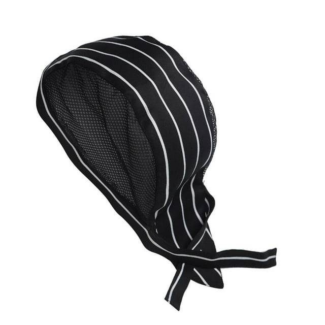 Chef Hat Waiter Grill Unisex BBQ Bakery Hairproof Headband Uniform Caps Hat White Strips