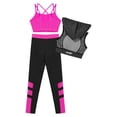 thumbnail image 2 of YIZYIF Kids Girls 3Pcs Sports Outfit Activewear Camisole Mesh Hoodie Cropped Vest Running Jogger Set Hot Pink 14, 2 of 7